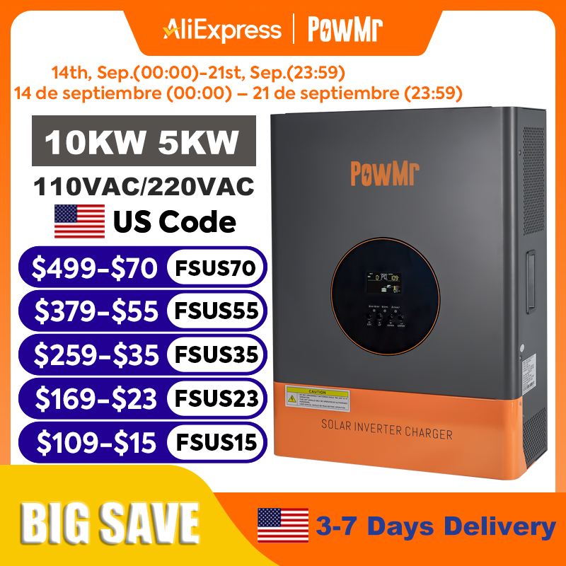 Drone Solar Charger - PowMr 10KW 5KW Split-Phase Omvormer 48V